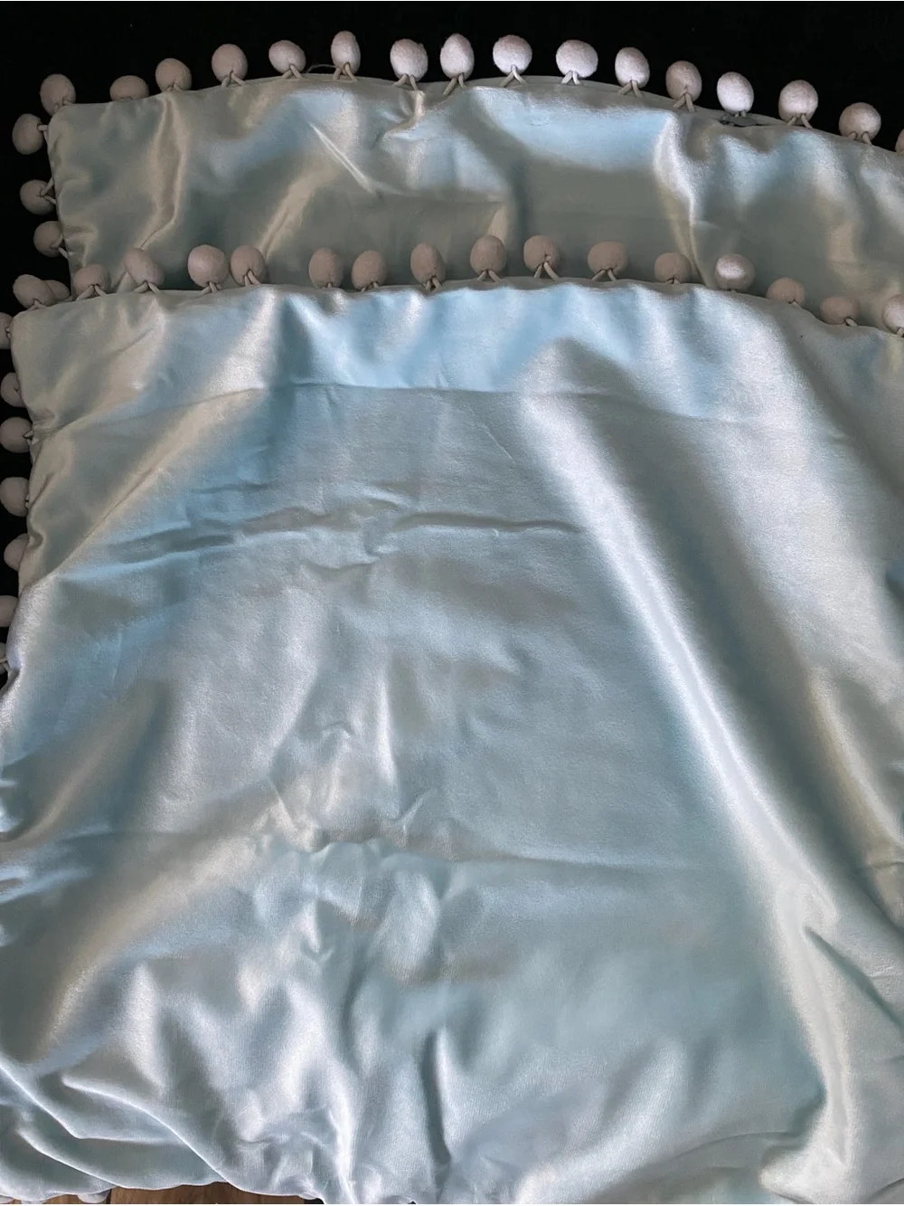 Light Blue Pom-Pom Throw Pillow Cases- Home Accents 18 x 18